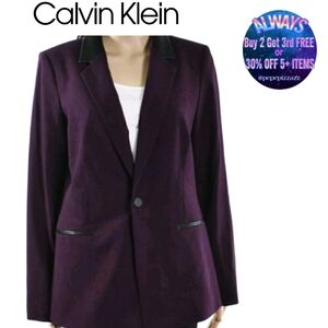 NWT CK Calvin Klein Blazer Jacket $129 PURPLE WITH BLACK TRIM